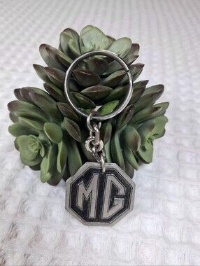 Vintage 70's/90's MG Morris Garages Octagon Solid Pewter/Black Keyring
